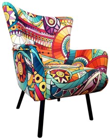 Fotel TULIP tkanina Welur noga metalowa Uszak