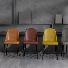 Zestaw 4 nowoczesnych bordowych krzeseł do jadalni „Damascus” obitych miękką w dotyku skórą ekologiczną