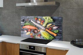 Szklany Panel Nóż bataty szpinak pomidorki