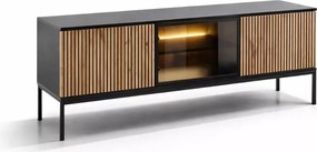 Szafka RTV loft Shark 154cm LED frezowane fronty metalowe nóżki