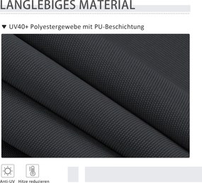 Outsunny Markiza Boczna Metalowa Szara 200x215 cm 2.15-3.05 m Montaż Bez Wiercenia Regulowana Wysokość Z Korbką Ręczna | Aosom PL