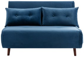 Kanapa 2-osobowa rozkładana z weluru ciemnoniebieska – URIBIA