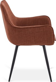 Zestaw Stół Rozkładany Ceramiczny ALICANTE 160-200 cm Czarny/Orzech i 4 Krzesła Tapicerowane EDRICK Rude