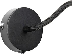 Lampa ścienna czarna z kloszem czarnym przełącznikiem i elastycznym ramieniem - Merwe