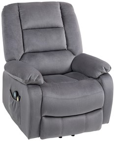 HOMCOM Elektryczny Fotel do Telewizora z Pomocą Wstawania, Funkcją Ciepła i Masażu, Pilotem i Kieszenią Boczną, Ciemnoszary