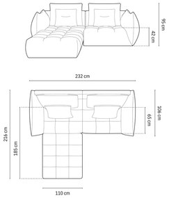 Żółty narożnik z materiału bouclé (strona zmienna) Bloom – Micadoni Home