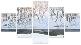 Obraz - Lis w zimowym krajobrazie (125x70 cm)