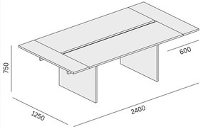Stół konferencyjny SOLID + 2x rozszerzenie blatu, 240x125 cm, dąb naturalny