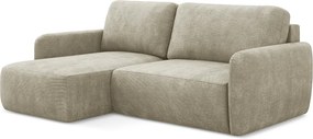 Narożnik lewostronny z funkcją spania - z tkaniny szenilowej - beżowy - LILO