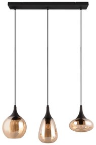 Czarno-pomarańczowa lampa wisząca ze szklanym kloszem Lumina – Trio