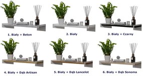 Wisząca półka na książki biały + beton - Mizu 3X