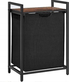 Kosz na pranie wolnostojący z półką industrialny loft drewniany retro 72 cm