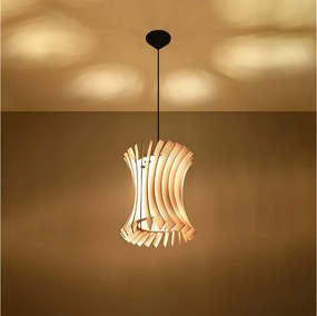 Lampy wiszące skandynawski Elyandra, drewno - 1 źródło światła 3000K - L.30 x H.107 cm - naturalne drewno