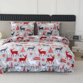 PrzytulneMieszkanie.pl PrzytulneMieszkanie.pl Pościel z mikropluszu MERRY CHRISTMAS DEER szara Rozmiar pościeli: 70 x 90 cm | 140 x 200 cm