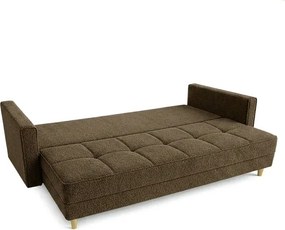 Sofa z Funkcją Spania LONAR Brązowa Boucle Japandi