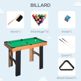 HOMCOM 4-w-1 Piłkarzyki, Wielofunkcyjny stół do gier, kompaktowy, w zestawie akcesoria do gier, 87 x 43 x 73 cm