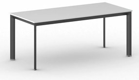 Stół konferencyjny do biura PRIMO INVITATION, 180x80 cm, czarna podstawa, biały