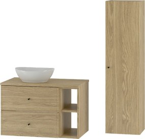 Zestaw do Łazienki 80cm Szafka Regał Blat Umywalka Słupek Dąb Olejowany Marco