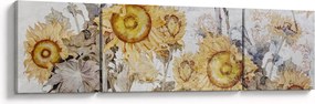 Obraz - Słoneczniki na ścianie (170x50 cm)