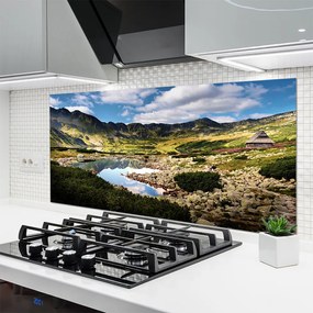 Panel Szklany do Kuchni Błękitne Jezioro u Stóp Gór