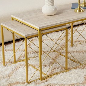 Stolik konferencyjny Defne Gold Travertine