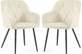 Zestaw 2 kremowych krzeseł welurowych A0-N18