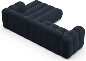 Ciemnoniebieski narożnik z tkaniny szenilowej (prawostronny/z szezlongiem) Lupine – Micadoni