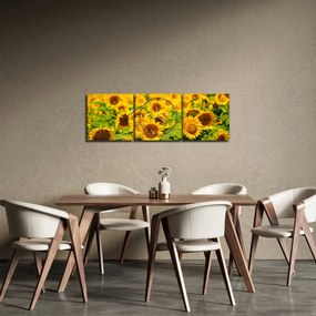 Obraz - Słoneczniki (z zegarem) (90x30 cm)