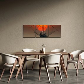 Obraz - Wschód słońca, jezioro Pakpra (z zegarem) (90x30 cm)