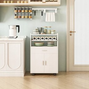 Szafka wózek kuchenny komoda stół regał nowoczesny mobilny na kółkach biała