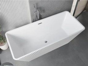 Mexen Tava wanna wolnostojąca ryflowana 170 x 75 cm, biała, przelew chrom - 52851707500-01