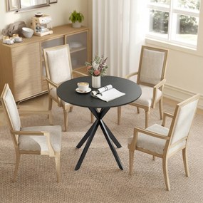 HOMCOM Okrągły stół kuchenny, 80 cm, kompaktowy blat, płyta wiórowa, metal, czarny | Aosom PL