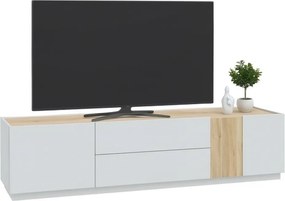 Szafka RTV 2-drzwiowa z szufladami Lewisville 131, Secret Grey/dąb Valencia