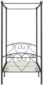Szare metalowe łóżko z baldachimem 100x200 cm - Nila