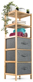 G21 Bambusowy regał z koszykami, 5 półek, szary, 5 pięter