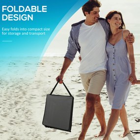 Outsunny Leżak plażowy, składany, regulowane oparcie, kieszeń boczna, miękkie wyściełanie, rama stalowa, Szary, 142x51x40cm