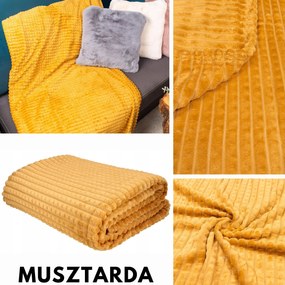 Koc w Kostkę kremowy 160x200cm Miękki Ciepły Wytłaczany do Domu Salonu pled