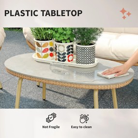 Outsunny Zestaw mebli ogrodowych 4-częściowy zestaw wypoczynkowy z rattanu z sofą, 2 krzesłami, stolikiem, głębokimi siedziskami i grubymi poduszkami | Aosom PL