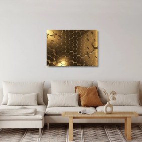 Obraz na szkle - Złote sześciokąty (70x50 cm)