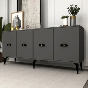 Komoda z płyty wiórowej pokrytej melaminą – 180 cm x 82,6 cm x 35 cm – antracyt