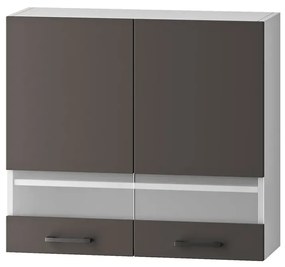 Górna szafka kuchenna z przeszklonym paskiem szara - Dantis 33X 80 cm
