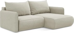 Narożnik prawostronny z funkcją spania - z tkaniny strukturalnej - jasny beż - NANEA