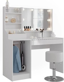 Stół do toalety biały/biały wysoki połysk 119.8x50.1x76 sherry