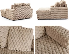 Dwuosobowy fotel do salonu z pluszowej tkaniny Kobel, beżowy