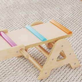 AIYAPLAY Huśtawka drewniana i równoważnia, 2 w 1 huśtawka ogrodowa dla dzieci, dla 2-4 Jahre, 133 x 38 x 24 cm, Wielobarwna