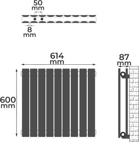 Grzejnik Aquamarin Poziomy - 819 W - 600 x 614 x 69 mm