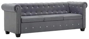 Aksamitna sofa w stylu Chesterfield Charlotte 3Q - szara