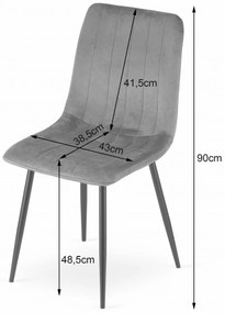 Zestaw jadalniany 1 + 4, stół MADO 120x80 cm czarny/dąb artisan + czarne aksamitowe krzesło LAVA z czarnymi nogami