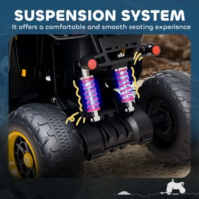 AIYAPLAY Dziecięcy Elektryczny Quad, 3-6 km/h, Reflektory LED, Muzyka, USB, dla Dzieci 3-8 Lat, Żółty