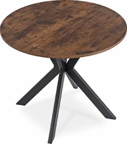 Zestaw Stół Okrągły LAUREN 90 cm Dąb Rustykalny/Czarny i 4 Krzesła ROBIN Czarne